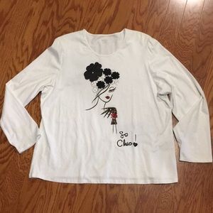 TanJay XL L/S Embellished Blouse Tee